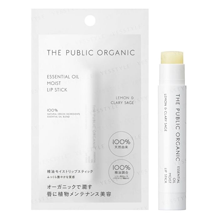 The Public Organic Essential Oil Moist Lip Stick - Lemon & Clary Sage