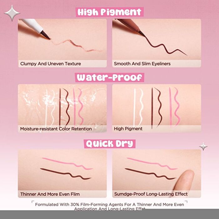 Pinkflash Waterproof Easy Eyeliner - 3 Colors - #RD01 Reddish Brown Wing - 0.6g