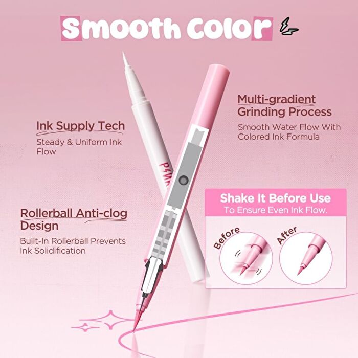 Pinkflash Waterproof Easy Eyeliner - 3 Colors - #RD01 Reddish Brown Wing - 0.6g