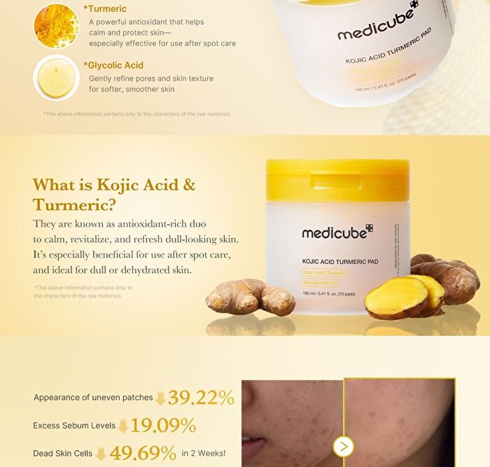 Kojic Acid Turmeric Pad - 70 pads