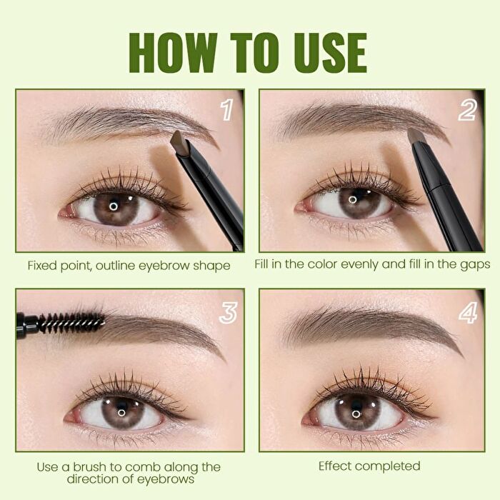 Dual-Ended Waterproof Eyebrow Pen - 9 Colors - 03# Mint Chocolate - 0.1g