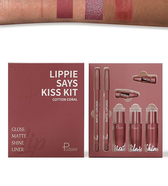 Matte & Pearlescent Liquid Lipstick Set - 6 Types - 01# David Austin - 23.5g