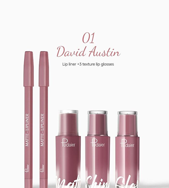Matte & Pearlescent Liquid Lipstick Set - 6 Types - 01# David Austin - 23.5g