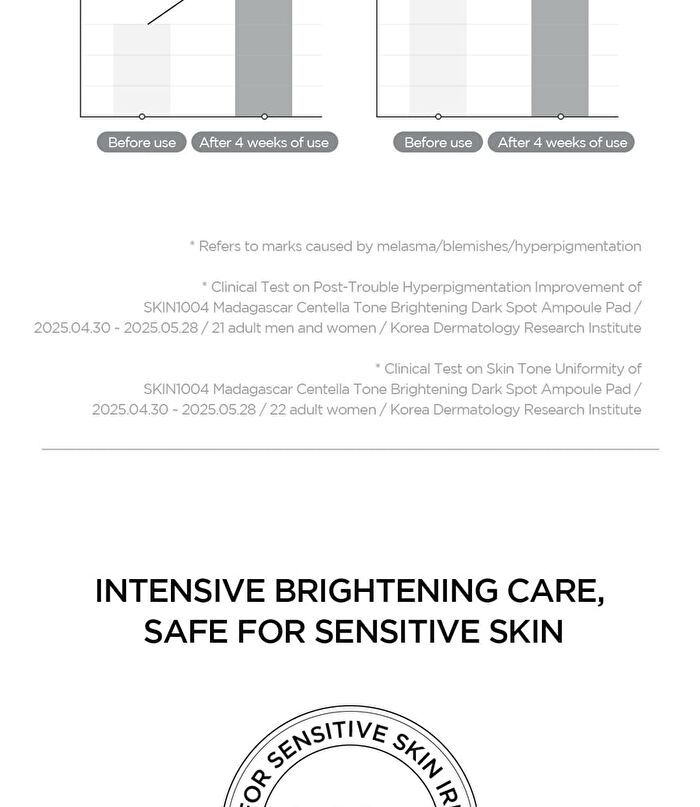 SKIN1004 Madagascar Centella Tone Brightening Dark Spot Ampoule Pad - 60 pads
