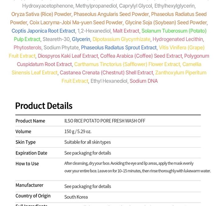Rice Potato Pore Fresh Wash Off - 150g