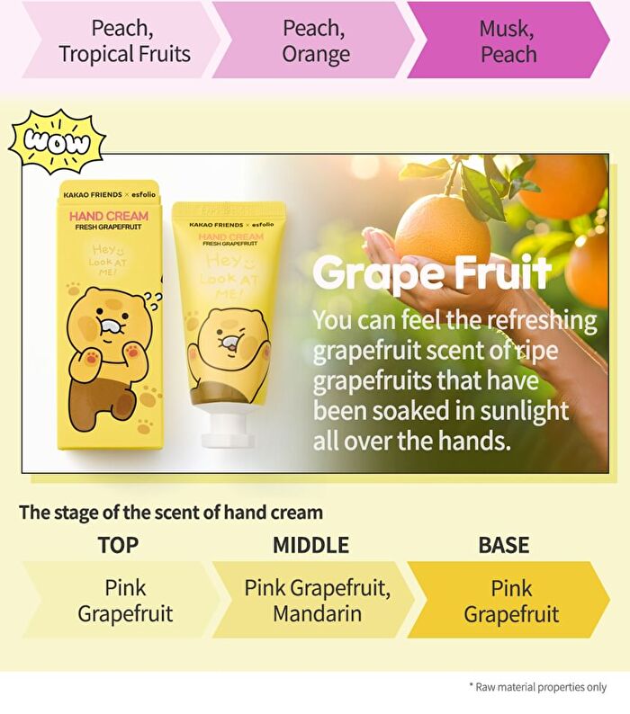 esfolio Look At Me Hand Cream KAKAO FRIENDS Edition - 3 Types - Fresh Grapefruit