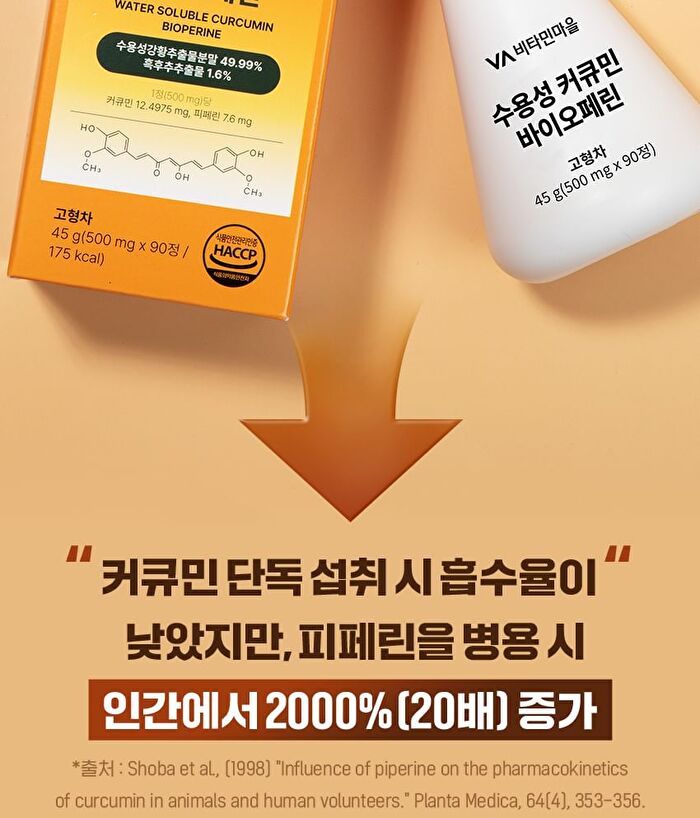 Water Soluble Curcumin Bioperine - 500mg x 90 tablets