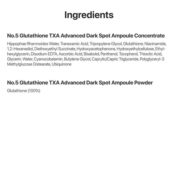 numbuzin No.5 Glutathione TXA Advanced Dark Spot Ampoule Concentrate - 10.7g