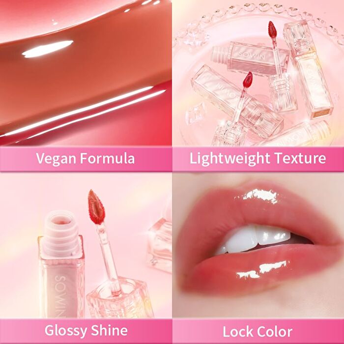 Sowin Glass Glow Lasting Lip Gloss - 4 Colors - 01 Amber Dew - 3g
