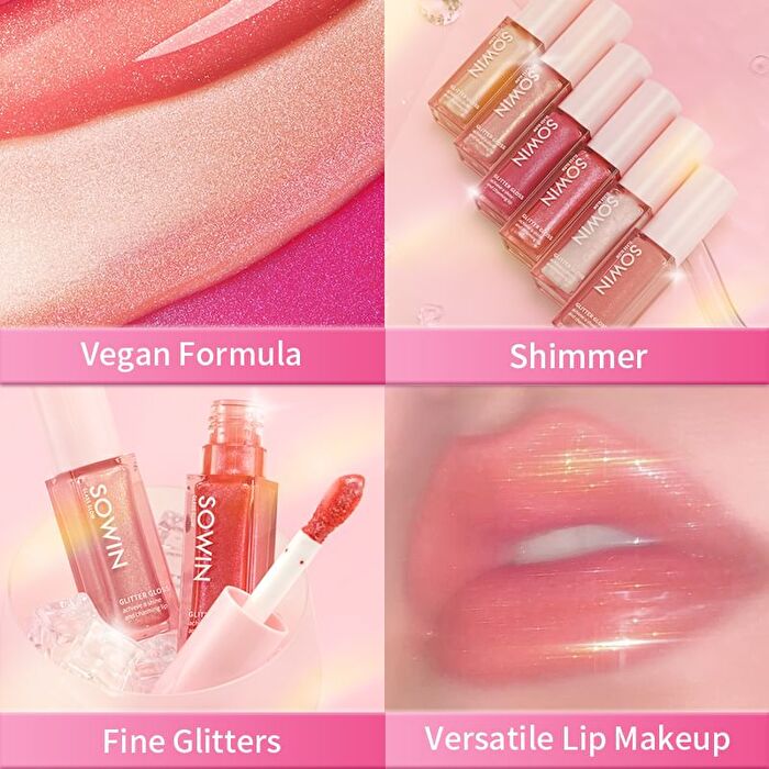 Sowin Glass Glow Glitter Lip Gloss - 6 Colors - 04 Lilac Glitz - 8g