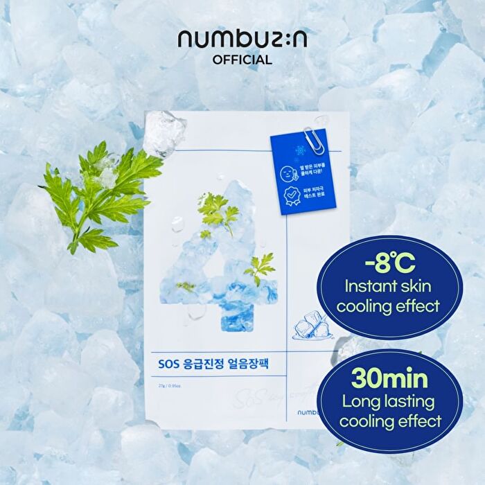 numbuzin No.4 SOS Icy Soothing Sheet Mask Set 5 sheets - 2025 Version - 27ml x 5 sheets