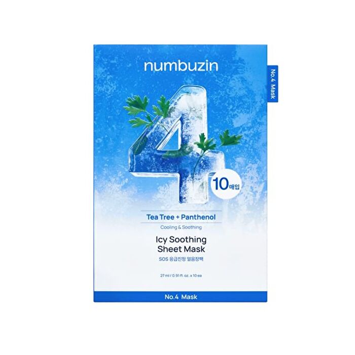 numbuzin No.4 SOS Icy Soothing Sheet Mask Set 10 sheets - 2025 Version - 27ml x 10 sheets