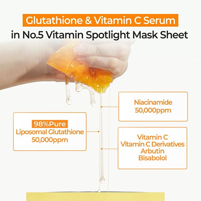 numbuzin No.5+ Glutathione Vitamin Concentrated Mask Set 10 sheets - 2025 Version - 27ml x 10 sheets