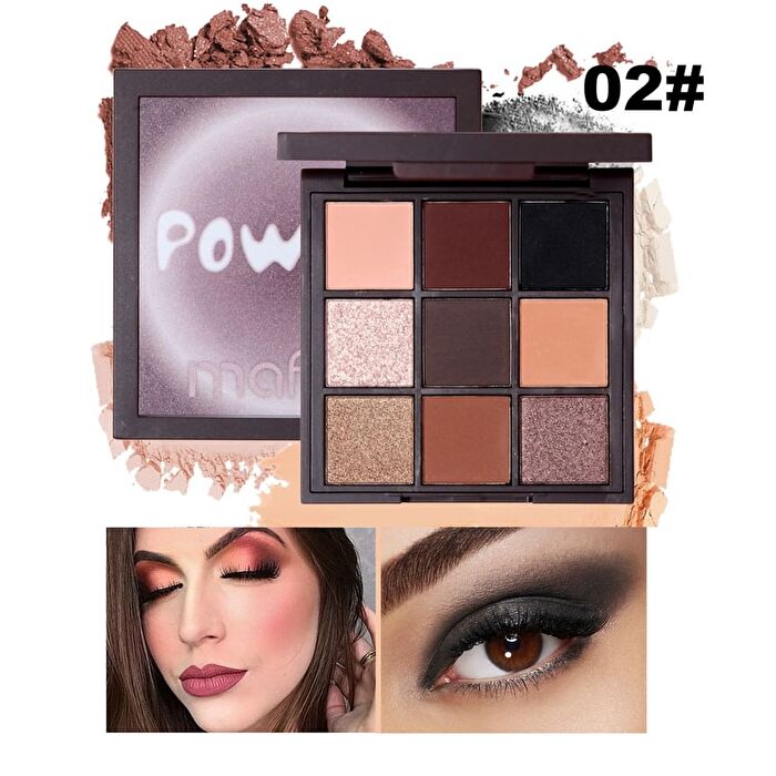 Shimmer Cream 9 Colors Eyeshadow Palette - 2 Types - 02# Dark purple - 12.6g
