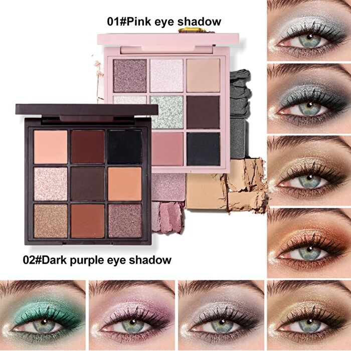 Shimmer Cream 9 Colors Eyeshadow Palette - 2 Types - 02# Dark purple - 12.6g