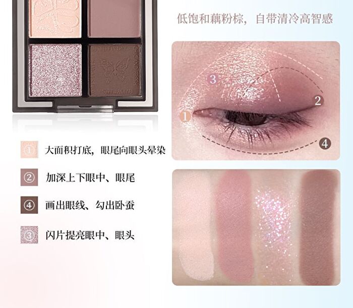 Smoke Rain Dream Butterfly 4 Color Eyeshadow Palette - 4 Types - #01 Cherry Whisper - 5g