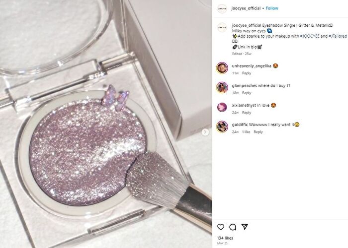 Joocyee Glitter Eyeshadow Single - 5 Colors - #D135 Azure Glacier - 1.6g