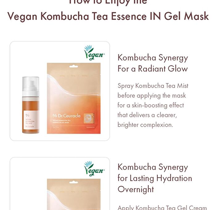 Vegan Kombucha Tea Essence In Gel Mask - 36g x 1 pc