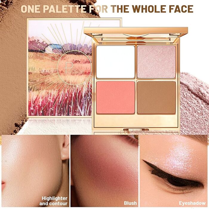 Pearlescent 4-Color Contouring Palette - 4 Types - 01# Morning Tea - 17g