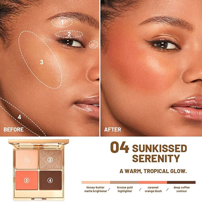 Pearlescent 4-Color Contouring Palette - 4 Types - 01# Morning Tea - 17g