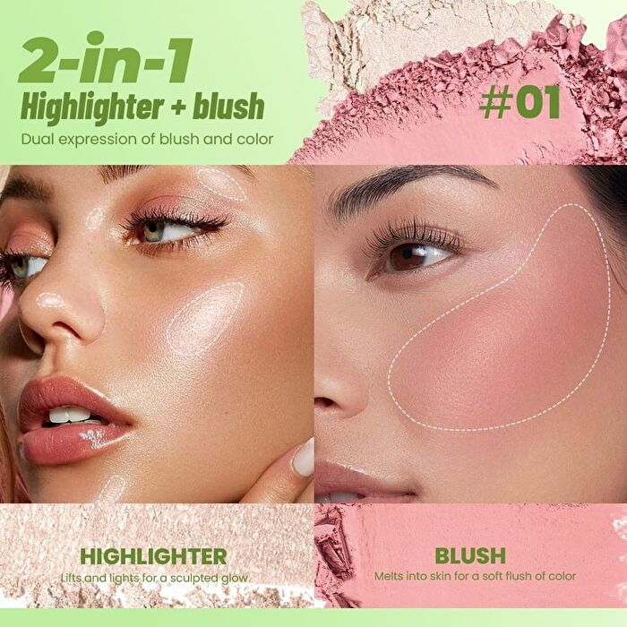 2 In 1 Highlighter Blush Palette- 6 Colors - 05# As If - 12g