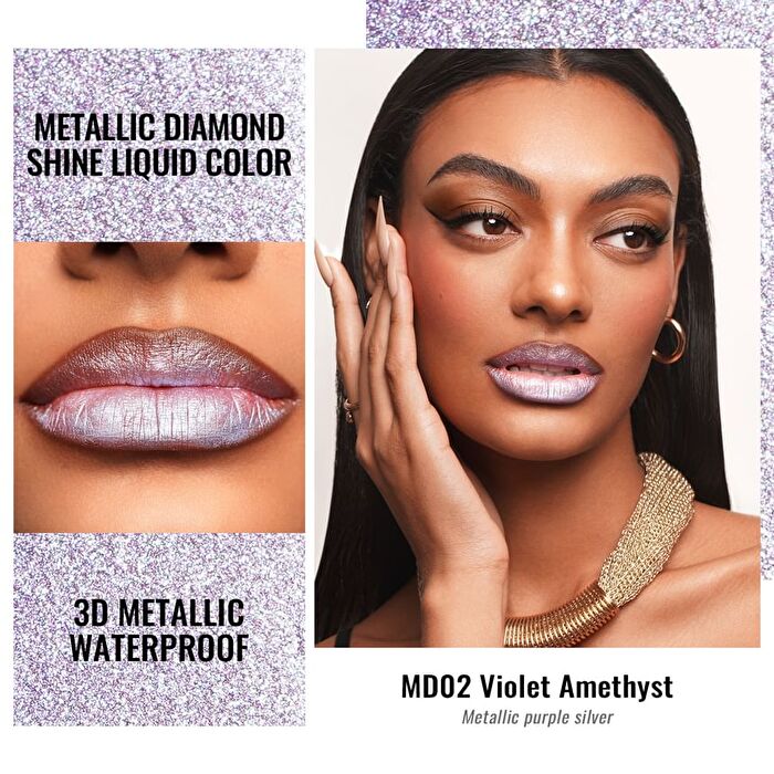 Metallic Diamond Shine Liquid Lip Gloss - 8 Colors - #MD02 Violet Amethyst - 4.5ml