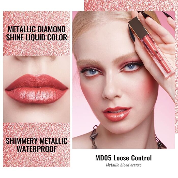 Metallic Diamond Shine Liquid Lip Gloss - 8 Colors - #MD04 Teasing - 4.5ml