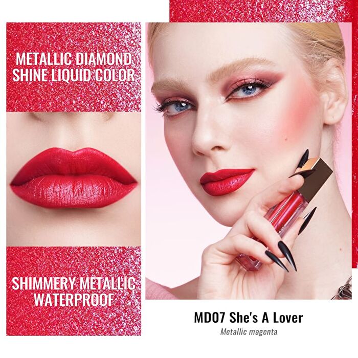 Metallic Diamond Shine Liquid Lip Gloss - 8 Colors - #MD04 Teasing - 4.5ml
