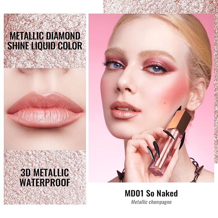Metallic Diamond Shine Liquid Lip Gloss - 8 Colors - #MD08 Pink Party - 4.5ml