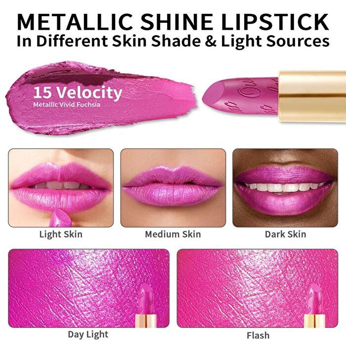 Metallic Shine Lipstick - 39 Colors - #02 Dangerous - 4.3g