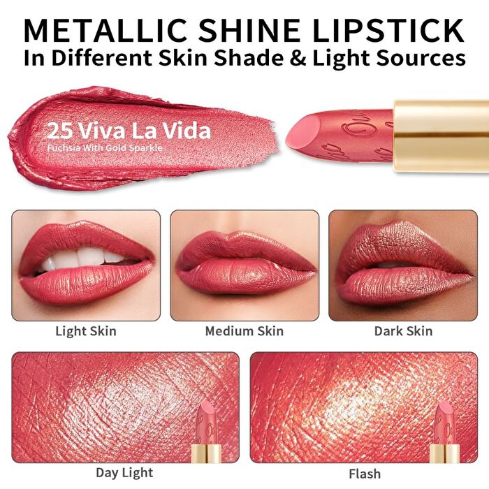Metallic Shine Lipstick - 39 Colors - #02 Dangerous - 4.3g