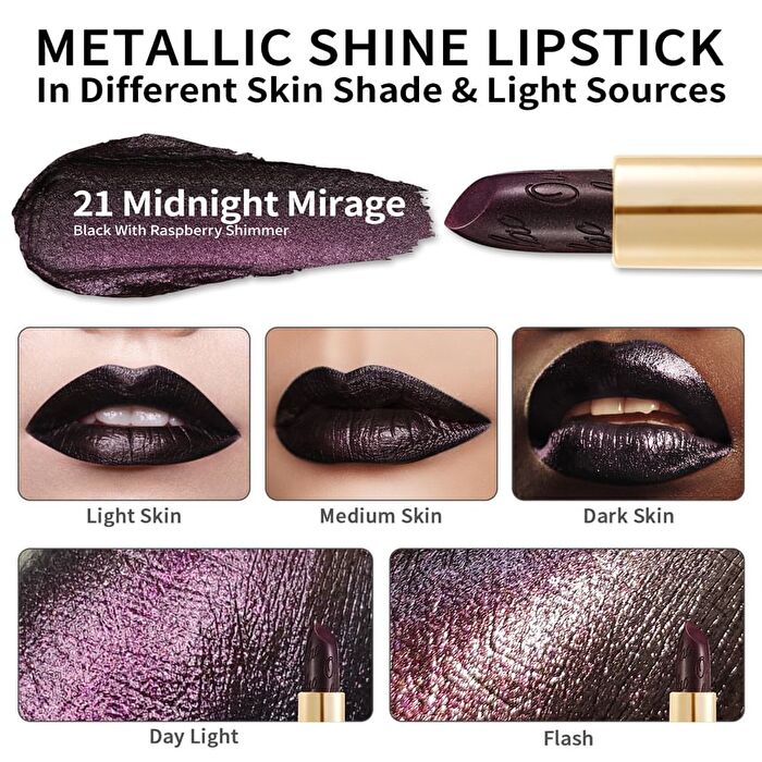 Metallic Shine Lipstick - 39 Colors - #07 Pure Envy - 4.3g