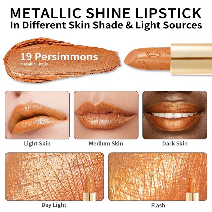 Metallic Shine Lipstick - 39 Colors - #12 Cherry Bomb - 4.3g