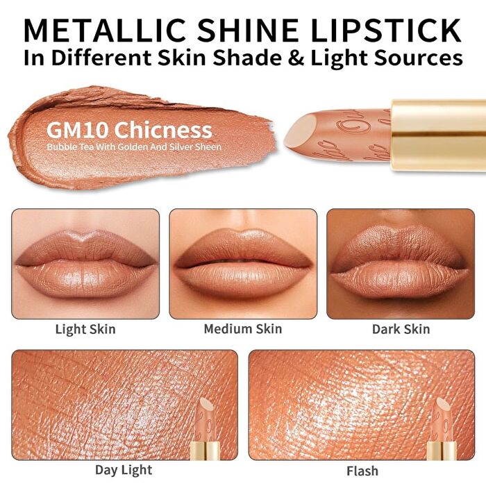 Metallic Shine Lipstick - 39 Colors - #19 Persimmons - 4.3g