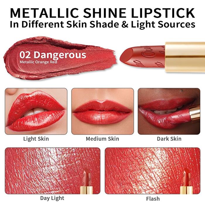 Metallic Shine Lipstick - 39 Colors - #19 Persimmons - 4.3g