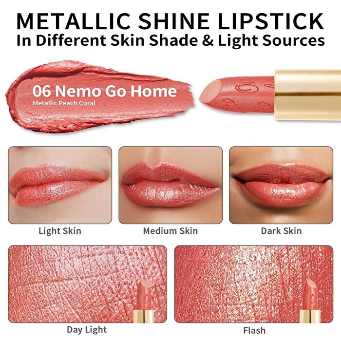 Metallic Shine Lipstick - 39 Colors - #19 Persimmons - 4.3g