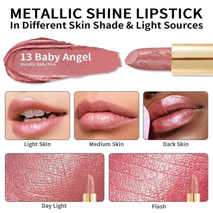 Metallic Shine Lipstick - 39 Colors - #19 Persimmons - 4.3g