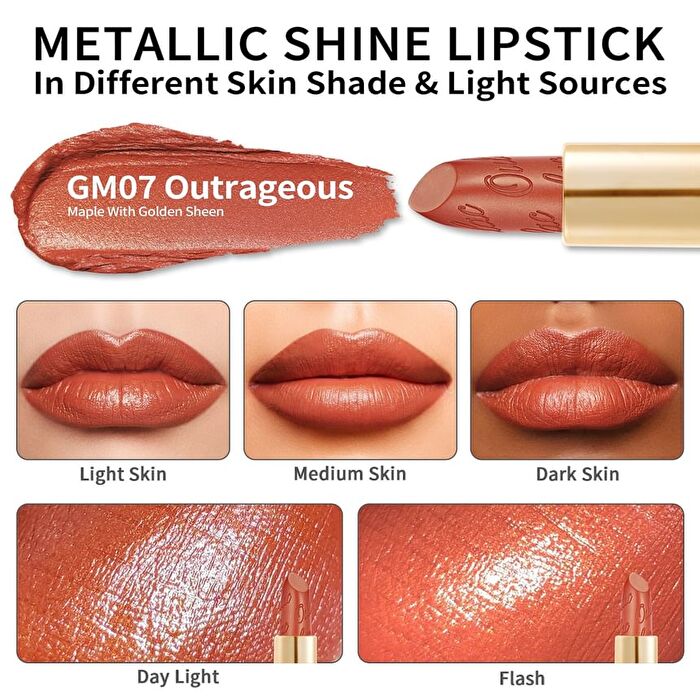 Metallic Shine Lipstick - 39 Colors - #19 Persimmons - 4.3g
