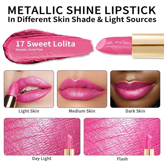 Metallic Shine Lipstick - 39 Colors - #20 Turquoise - 4.3g