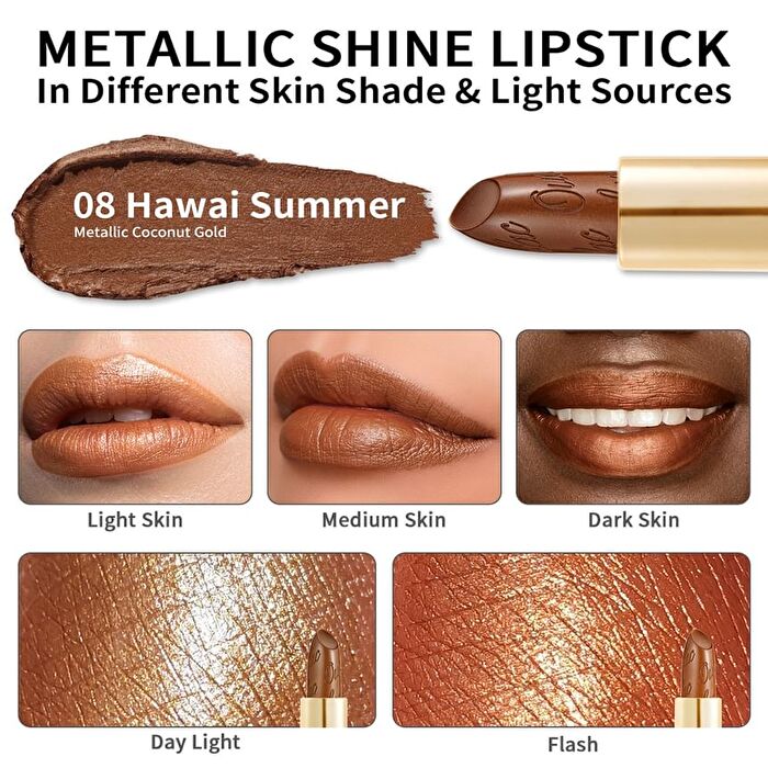 Metallic Shine Lipstick - 39 Colors - #GM03 Deep down - 4.3g