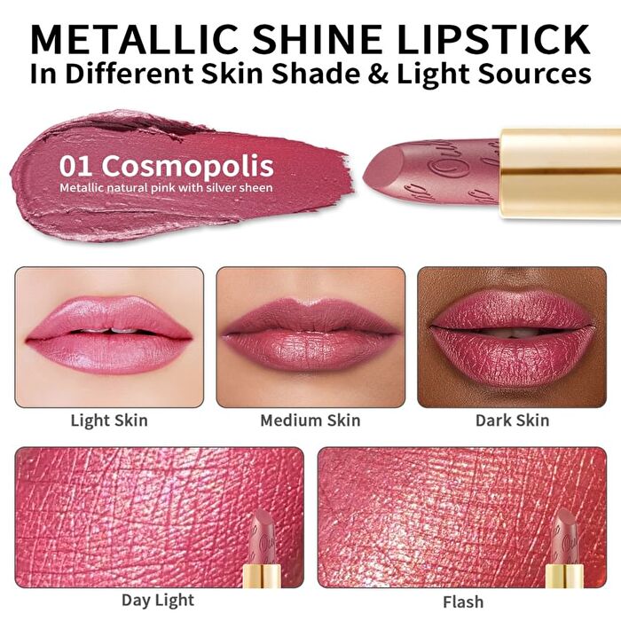 Metallic Shine Lipstick - 39 Colors - #GM10 Chicness - 4.3g