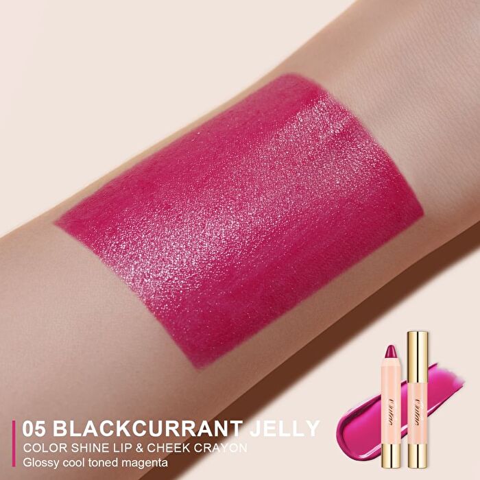 Color Shine Lip & Cheek Crayon - 6 Colors - #05 Blackcurrant Jelly - 2.48g