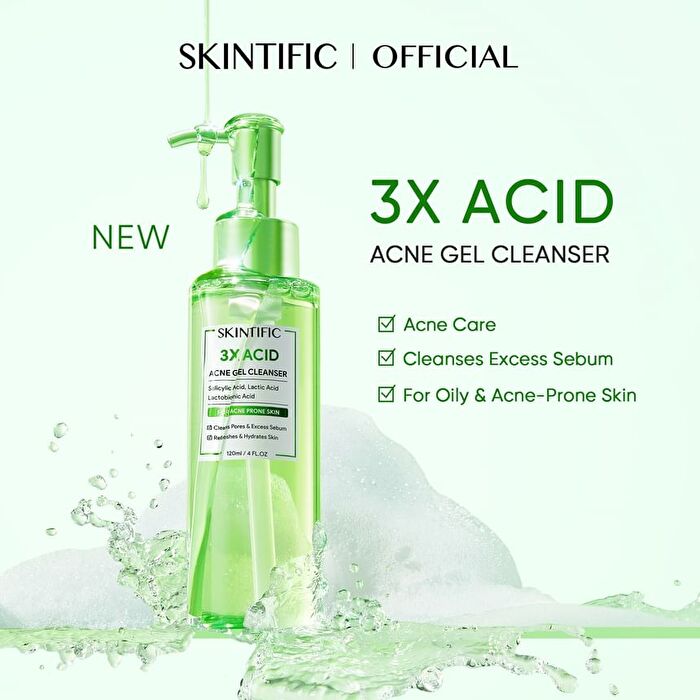 Skintific 3X Acid Acne Gel Cleanser - 120ml