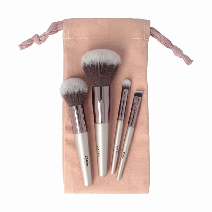 Mini Brush Set with Storage Bag - Beige