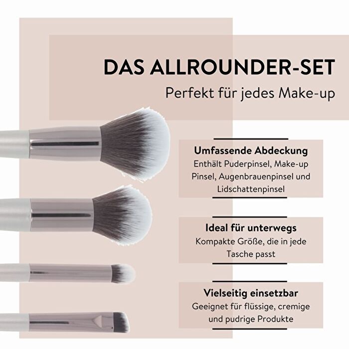 Mini Brush Set with Storage Bag - Beige