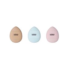 PARSA Beauty Set Of 3: LOV.U Mini Finger Powder Puff - Set Of 3: Blue + Pink + Brown