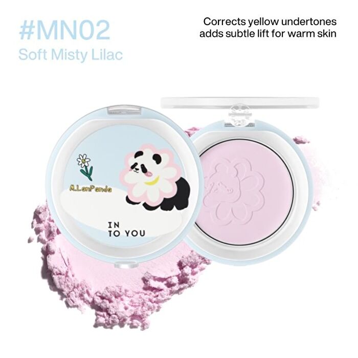 Into You M Lan Panda Mini Pressed Powder - 3 Shades - #MN02 Soft Misty Lilac - 3.5g