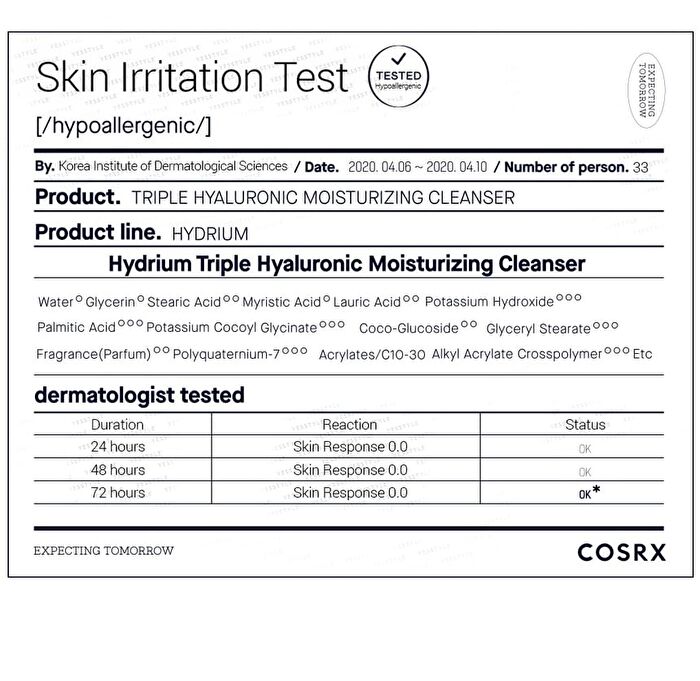 Cosrx Hydrium Triple Hyaluronic Moisturizing Cleanser Mini - 50ml