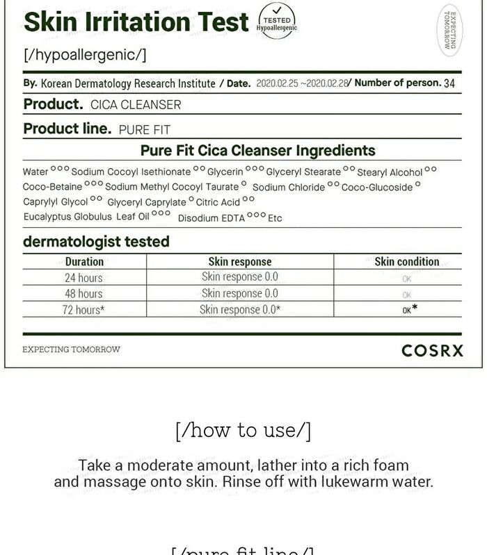 Cosrx Pure Fit Cica Cleanser Mini - 50ml