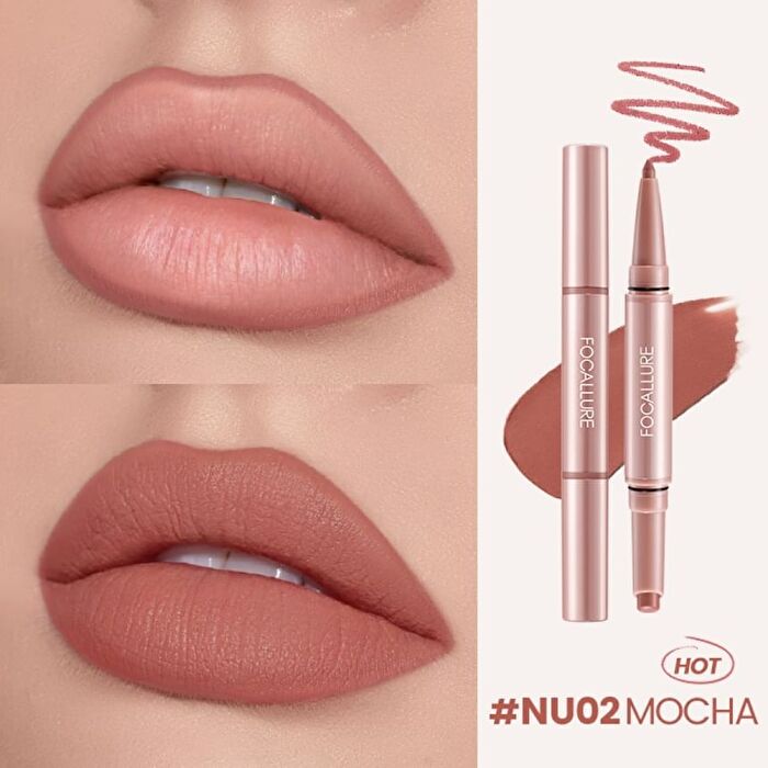 2 in 1 Double-Ended Lip Liner Pencil - 6 Colors - #NU01 Coral
